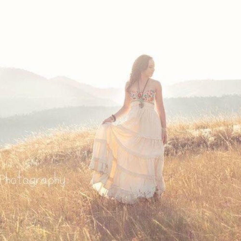 Mexican embroidered wedding maxi fiesta dress boho chic